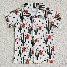 Load image into Gallery viewer, Cactus cow short sleeve kids boy polo shirt