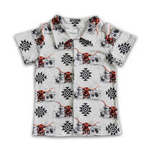 Load image into Gallery viewer, Aztec cow short sleeve kids boy polo shirt