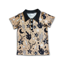 Load image into Gallery viewer, Short sleeve cactus cow print boy summer shirt