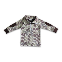 Load image into Gallery viewer, Camo brown long sleeve zipper kids fall shirt