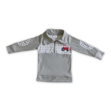 Load image into Gallery viewer, Tractor plaid zipper grey shirt kids boy pullover