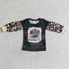 Load image into Gallery viewer, It's the most wonderful time leopard patchwork girls Christmas shirt