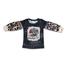 Load image into Gallery viewer, It's the most wonderful time leopard patchwork girls Christmas shirt