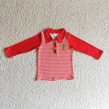 Load image into Gallery viewer, Gingerbread stripe long sleeves boy Christmas shirt