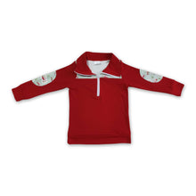 Load image into Gallery viewer, Camping red long sleeve kids Christmas zipper pullover shirt