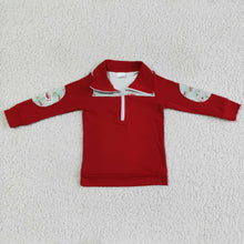 Load image into Gallery viewer, Camping red long sleeve kids Christmas zipper pullover shirt