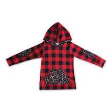 Load image into Gallery viewer, Buffalo plaid leopard kids zipper Christmas pullover
