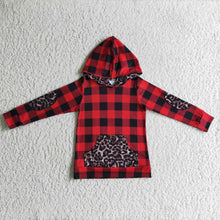 Load image into Gallery viewer, Buffalo plaid leopard kids zipper Christmas pullover