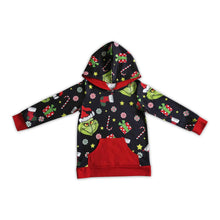 Load image into Gallery viewer, Green face candy cane gift kids Christmas hoodie