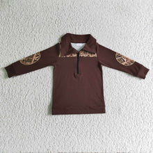 Load image into Gallery viewer, Brown camo kids boy zip fall pullover