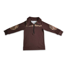 Load image into Gallery viewer, Brown camo kids boy zip fall pullover