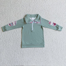 Load image into Gallery viewer, Reindeer plaid solid cotton kids boy Christmas zipper pullover