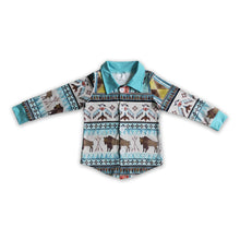 Load image into Gallery viewer, Horse bird kids boy western polo shirt