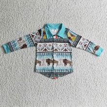 Load image into Gallery viewer, Horse bird kids boy western polo shirt