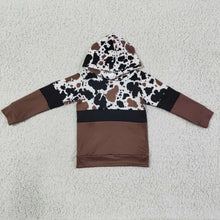 Load image into Gallery viewer, Cow brown long sleeves baby kids western hoodie