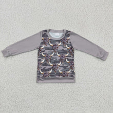 Load image into Gallery viewer, Leopard cow camo long sleeves kids western shirt
