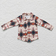 Load image into Gallery viewer, Khaki aztec kids boy western polo shirt