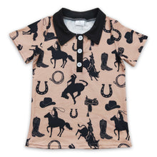 Load image into Gallery viewer, Boots hat horse rodeo boy short sleeves polo shirt