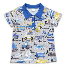 Load image into Gallery viewer, Transportation car motorbike boat kids boy summer polo shirt