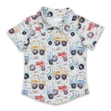 Load image into Gallery viewer, Tractor short sleeves baby boy button up farm shirt