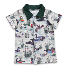 Load image into Gallery viewer, Olive duck short sleeves kids boy hunting button up shirt