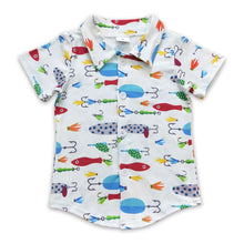 Load image into Gallery viewer, Short sleeves fishing kids boy button up shirt