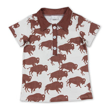 Load image into Gallery viewer, Brown cows short sleeves western kids boys polo shirt