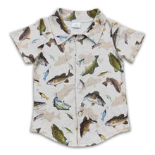 Load image into Gallery viewer, Fish short sleeves kids boy button up shirt
