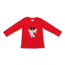 Load image into Gallery viewer, Red long sleeves reindeer kids boy Christmas shirt