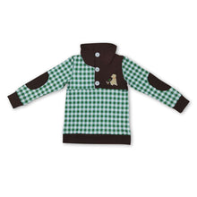 Load image into Gallery viewer, Green plaid duck dogs kids boy pullover