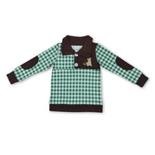 Load image into Gallery viewer, Green plaid duck dogs kids boy pullover