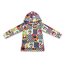 Load image into Gallery viewer, Black plaid patchwork game boy hoodie