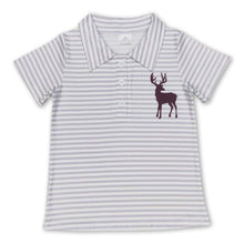 Load image into Gallery viewer, Grey stripe deer short sleeves kids boy polo shirt