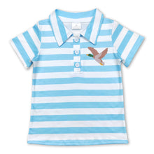 Load image into Gallery viewer, Blue stripe duck short sleeves kids boy polo shirt