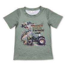 Load image into Gallery viewer, Huntin' fishin' farmin' short sleeves kids boy shirt