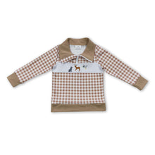 Load image into Gallery viewer, Khaki plaid dog deer duck kids boy zipper pullover