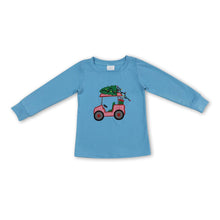 Load image into Gallery viewer, Light blue Christmas tree golf kids boy shirt