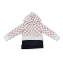 Load image into Gallery viewer, Plaid white black patchwork kids zipper pullover