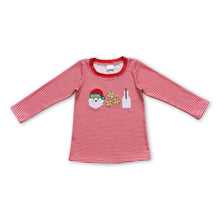 Load image into Gallery viewer, Santa cookie milk red stripe kids boy Christmas shirt