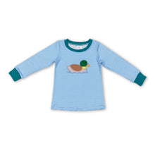 Load image into Gallery viewer, Stripe green duck long sleeves kids boy shirt