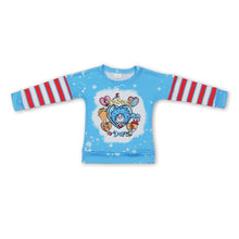 Load image into Gallery viewer, Blue cat bleached stripe long sleeves boy shirt
