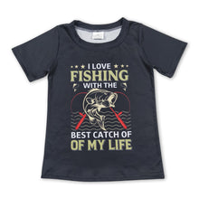 Load image into Gallery viewer, I love fishing short sleeves boy shirt