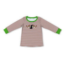 Load image into Gallery viewer, Brown stripe duck dog long sleeves kids boy shirt