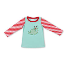 Load image into Gallery viewer, Dinosaur stripe long sleeves kids boy Christmas shirt