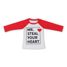 Load image into Gallery viewer, Red long sleeves steal your heart kids valentine's raglan
