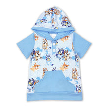 Load image into Gallery viewer, Blue short sleeves dogs boys summer hoodie