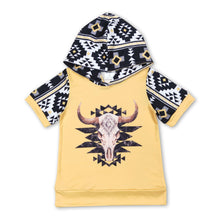 Load image into Gallery viewer, Yellow black bull skull aztec western boys hoodie