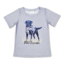 Load image into Gallery viewer, Grey short sleeves camo dog boy shirt