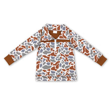 Load image into Gallery viewer, Brown camo long sleeves kids boy zipper pullover