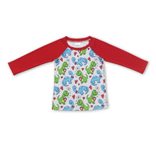 Load image into Gallery viewer, Dinosaur heart long sleeves kids valentine's raglan